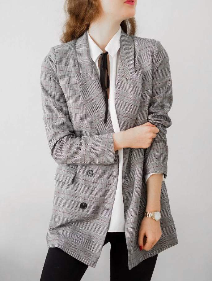 Women's Relaxed Fit Grey Blazer Jacket