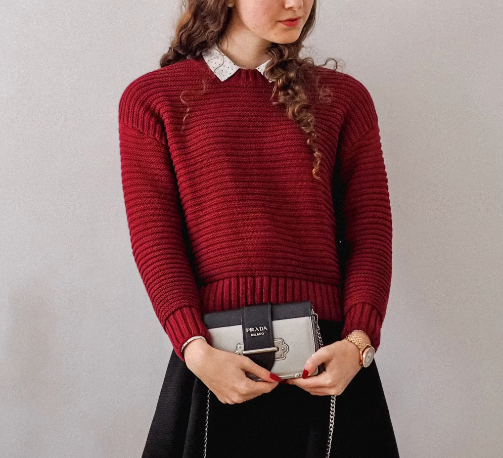 Women's Chunky Knit Red Pullover Sweater